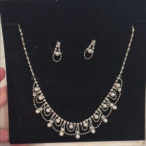 Silver White Crystal Statement Necklace